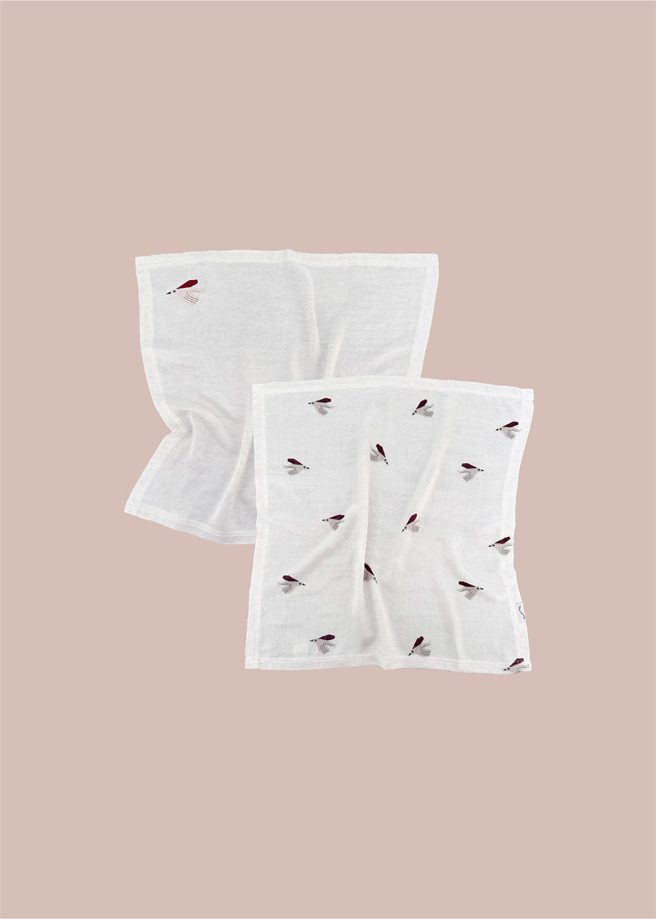 Pieluszki muślinowe bambusowe w ptaszki - Dwupak 60x60 cm
