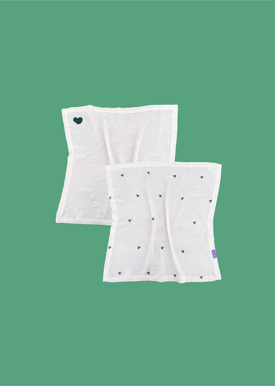 Pieluszki muślinowe bambusowe w serduszka - Dwupak 60x60 cm