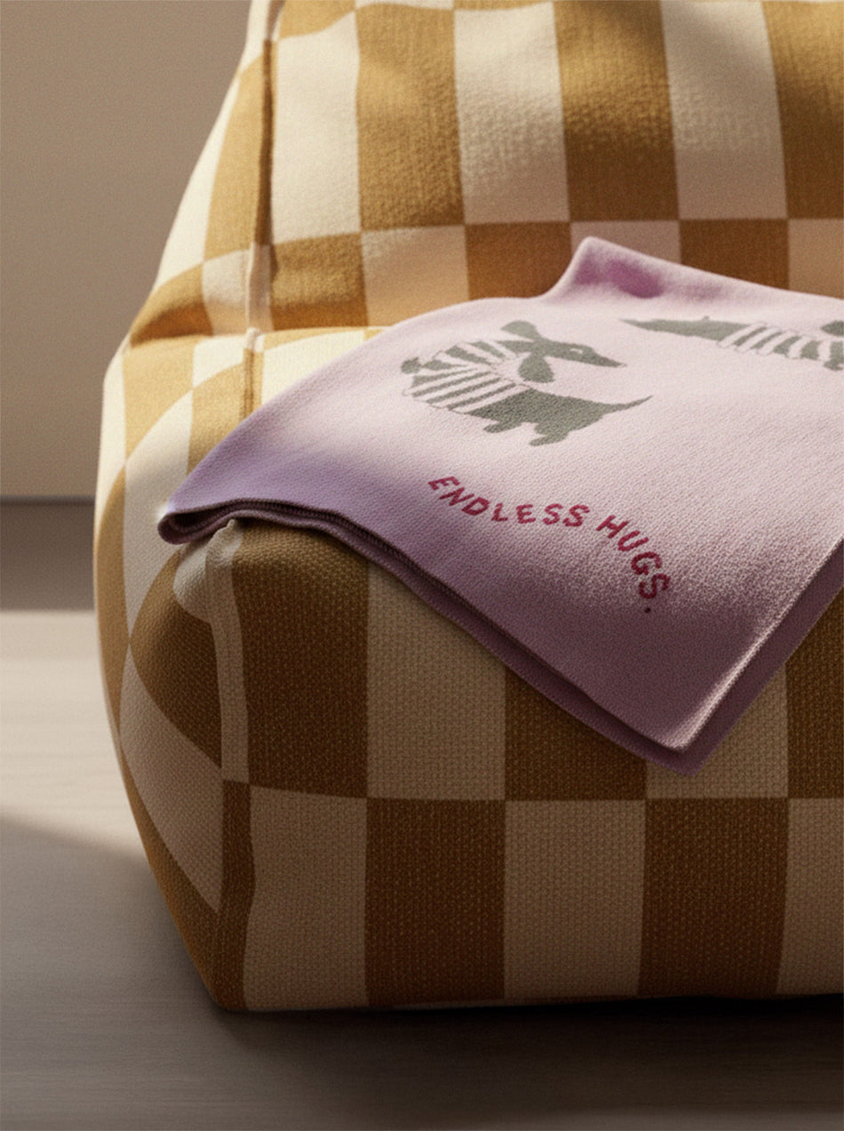 Bawełniany kocyk dla niemowlaka w pieski 80x100 cm - Pink