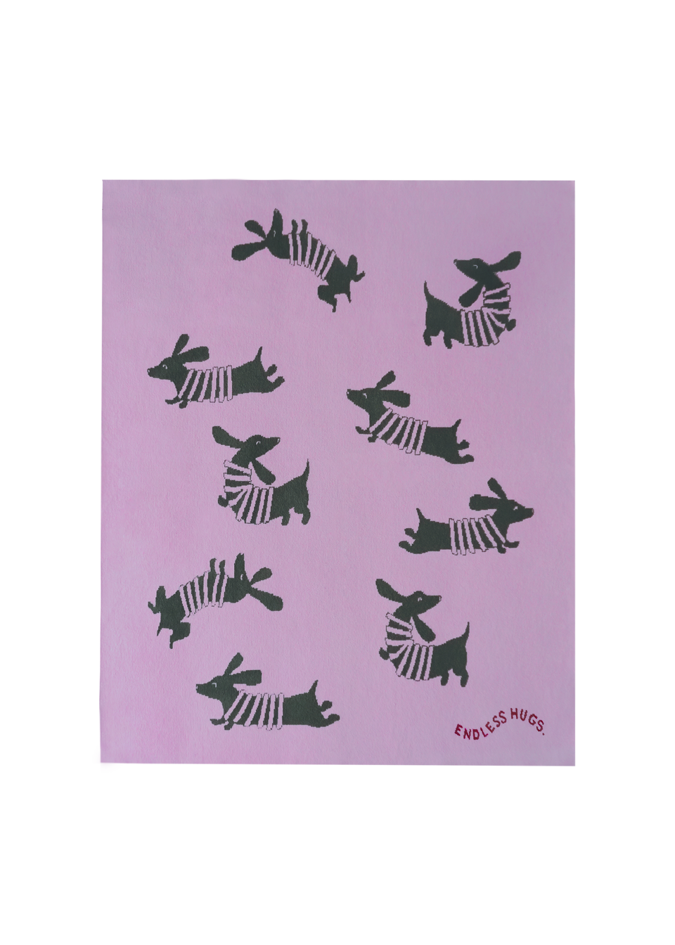 Kocyk Endless Hugs bawełniany różowy z motywem piesków 100x100 cm