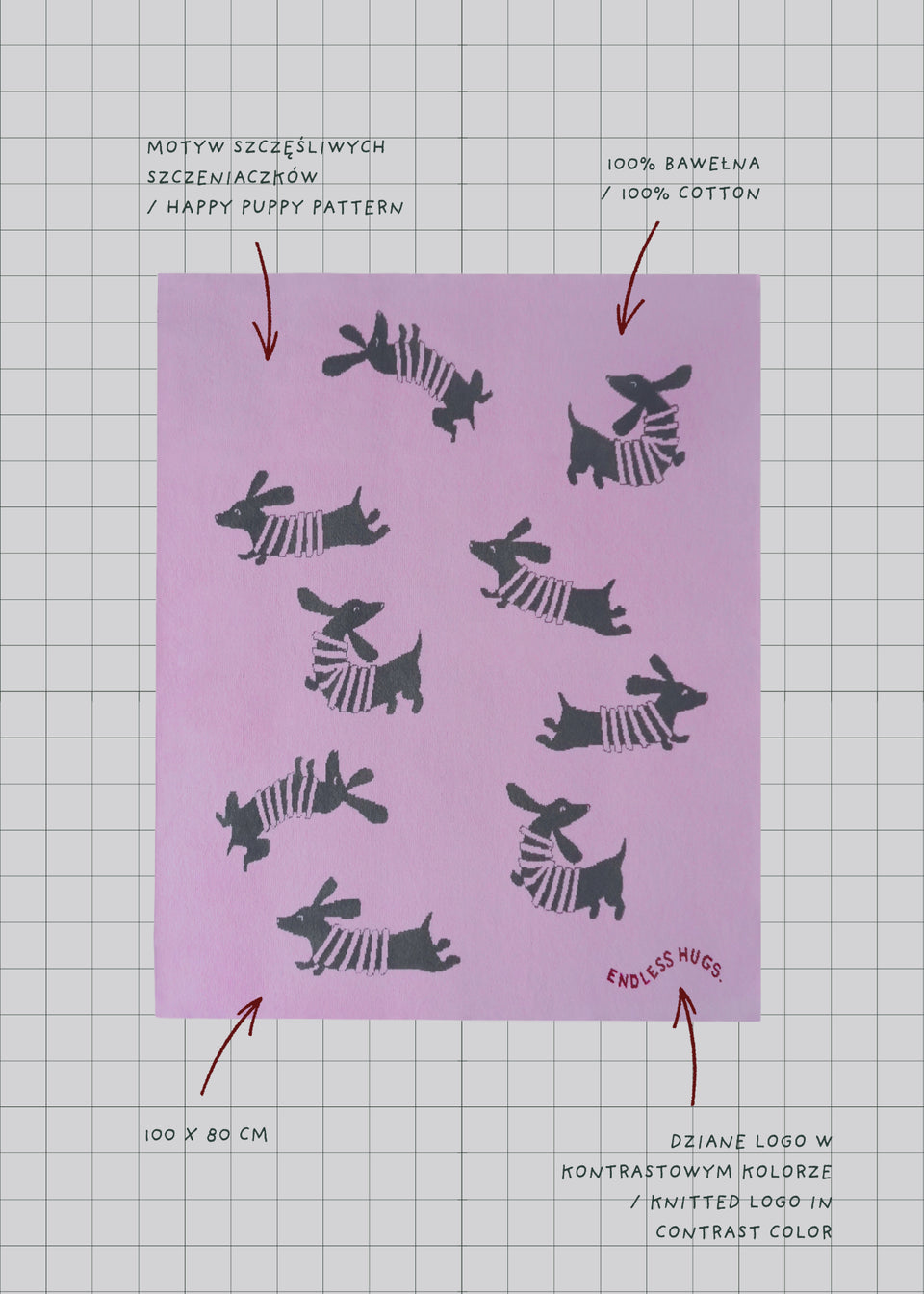 kocyk w pieski, kocyk bawełniany, design, blanket, kids blanket