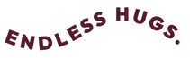 Logo marki Endless Hugs w kolorze bordowym.