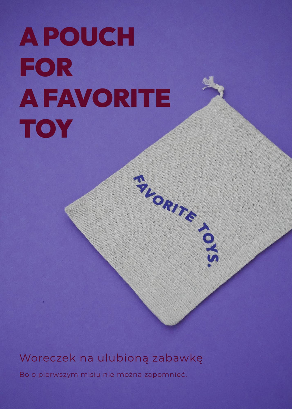Woreczek na zabawkę z napisem Favorite Toys bawełniany szary Endless Hugs
