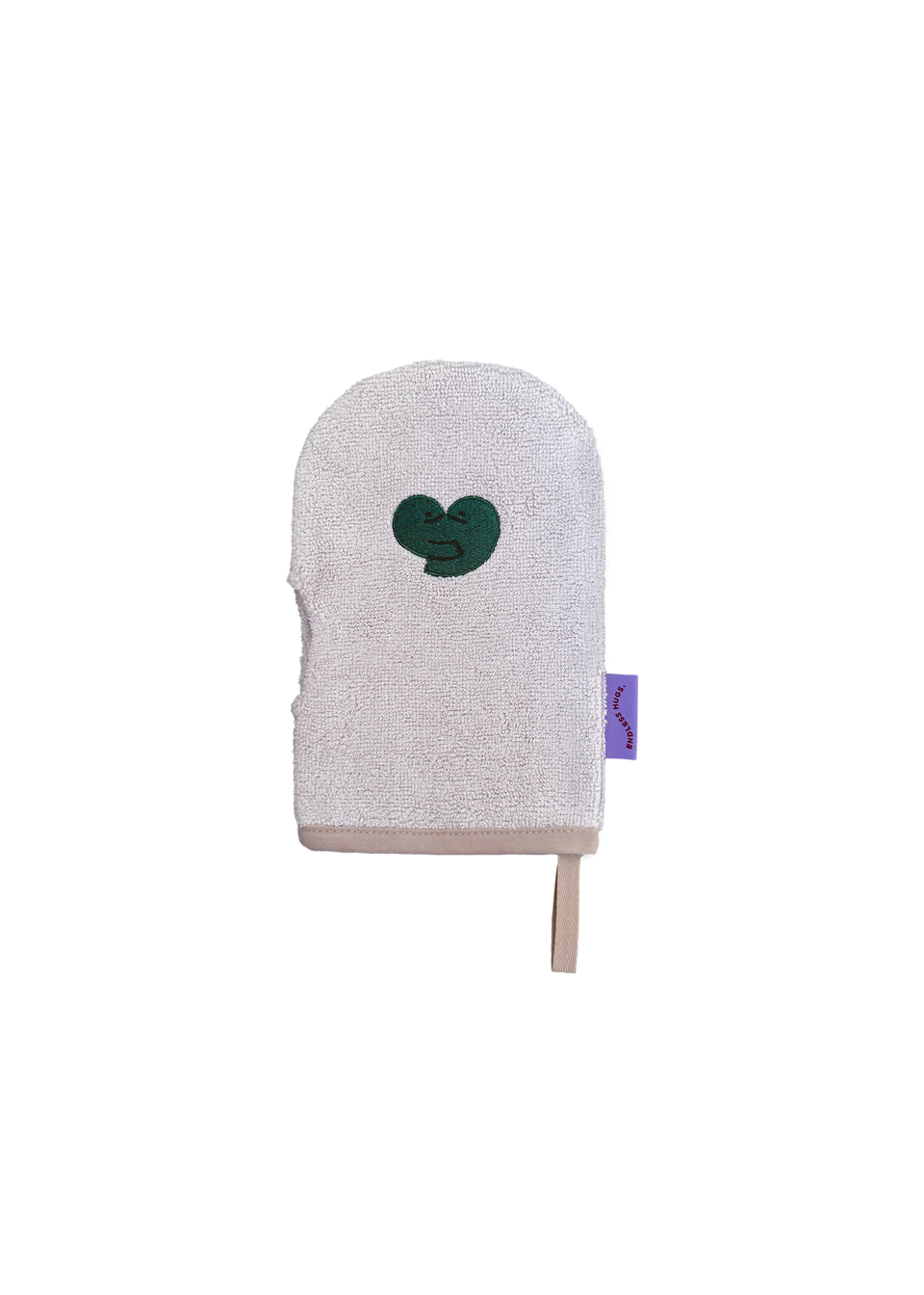 Bawełniana myjka dla dzieci Endless Hugs z zielonym sercem, biała, praktyczna do kąpieli.