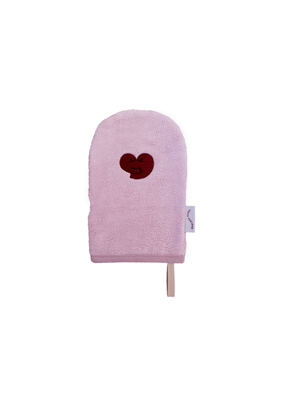 Różowa myjka dla dzieci Endless Hugs z haftowanym sercem bawełniana