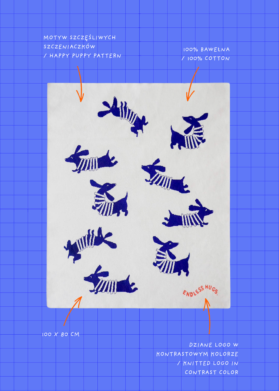kocyk w pieski, kocyk bawełniany, design, blanket, kids blanket