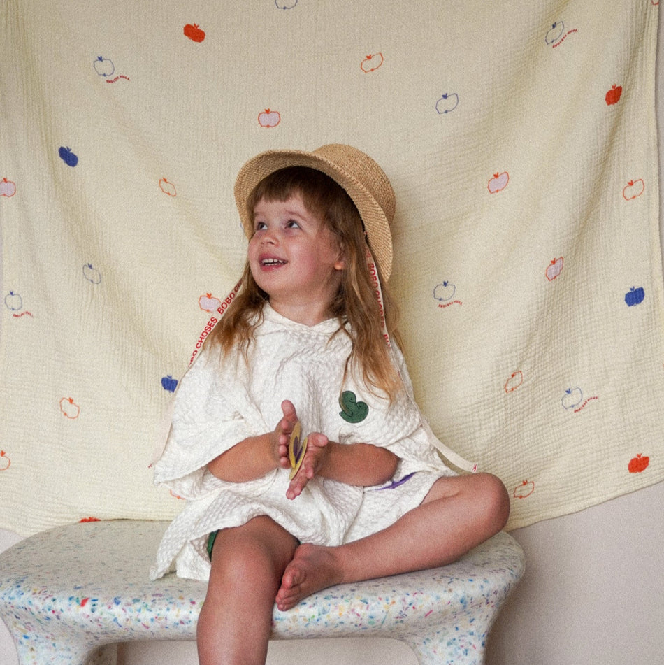 Bamboo bath poncho for children with heart embroidery