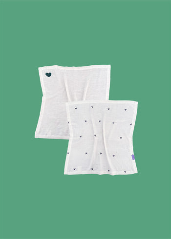 Pieluszki muślinowe bambusowe w serduszka - Dwupak 60x60 cm
