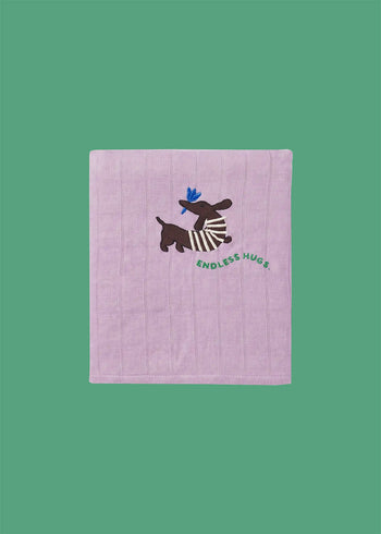 Bambus Pucktuch für Neugeborene 120x120 cm - Hund - Lila
