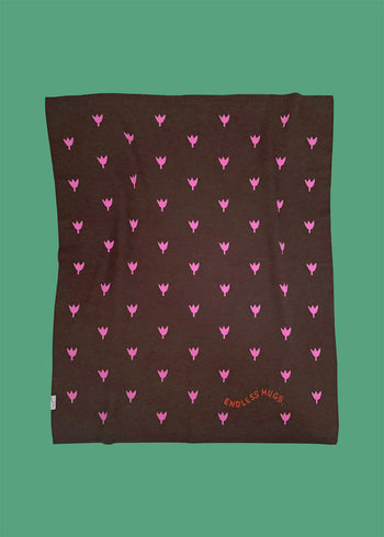 Decke 100% Merinowolle 80x100 cm - Tulpen - Rosa
