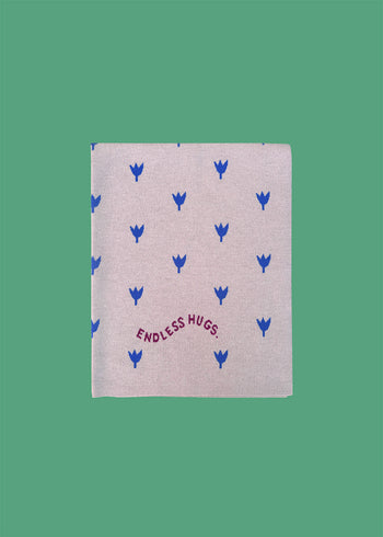 Decke 100% Merinowolle 80x100 cm - Tulpen - Blau