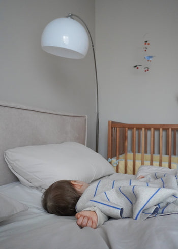 Decke 100% Merinowolle 80x100 cm - Blaue Streifen