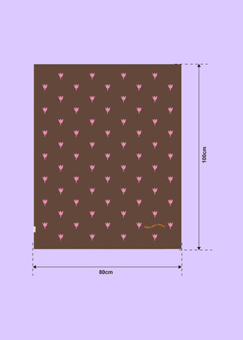 Decke 100% Merinowolle 80x100 cm - Tulpen - Rosa
