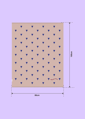 Decke 100% Merinowolle 80x100 cm - Tulpen - Blau