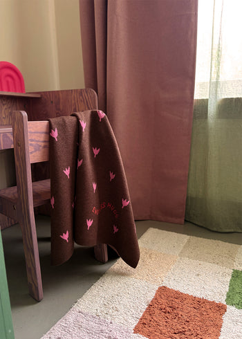 Decke 100% Merinowolle 80x100 cm - Tulpen - Rosa

