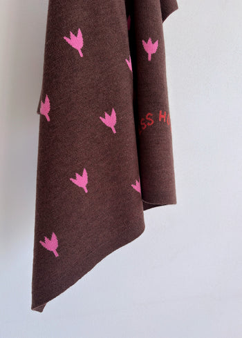 Decke 100% Merinowolle 80x100 cm - Tulpen - Rosa
