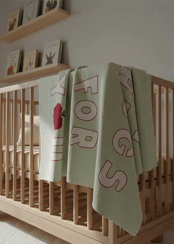 Muślinowy kocyk z bawełny dla dzieci i niemowląt z napisem 120x120 cm