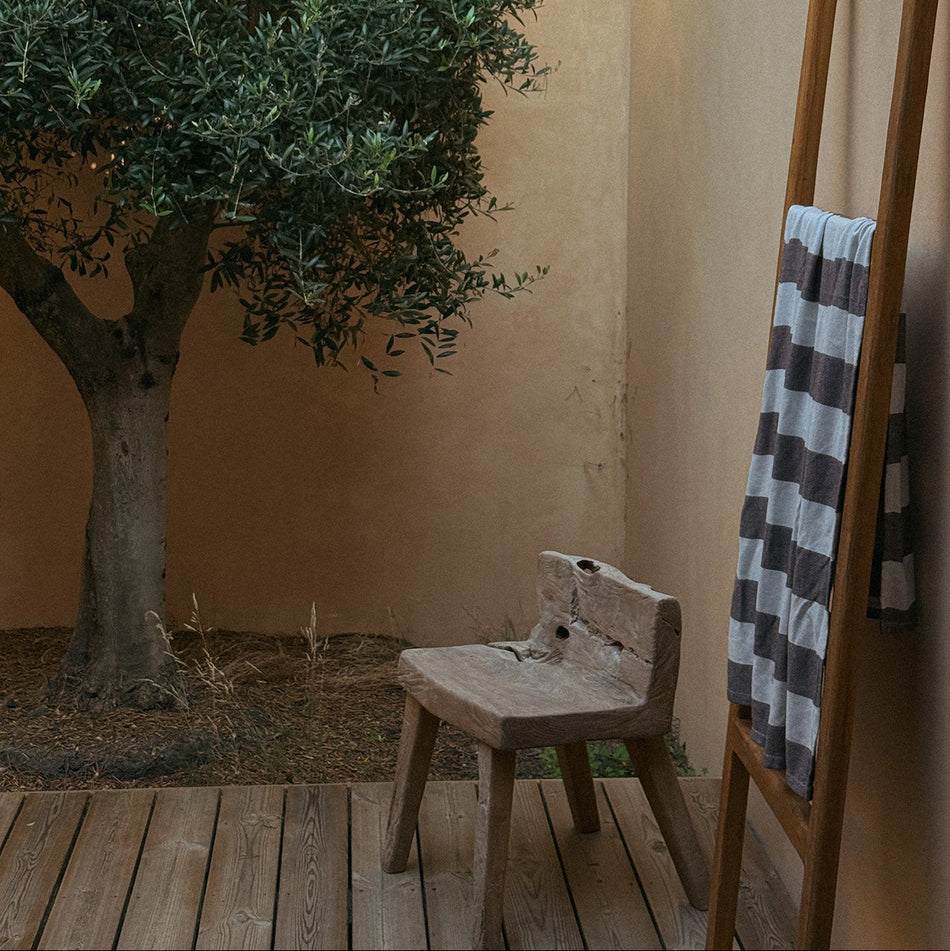 Brown striped bamboo towel