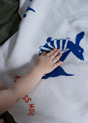 Bawełniany kocyk dla niemowlaka w pieski 80x100 cm - Blue