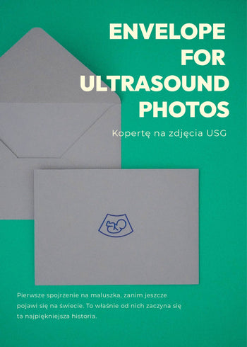 Koperta na zdjęcia USG Endless Hugs w kolorze szarym z motywem dziecięcym.