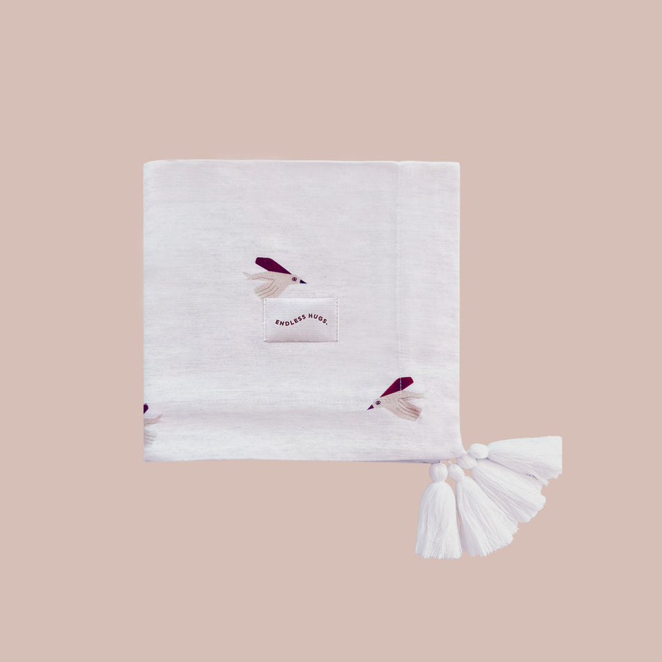 Bamboo swaddle for newborns with birds 100x100 cm