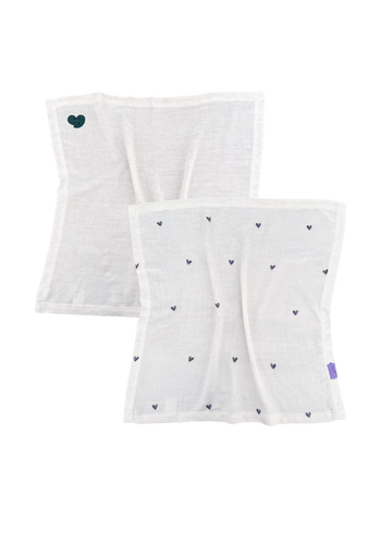Pieluszki muślinowe bambusowe w serduszka - Dwupak 60x60 cm