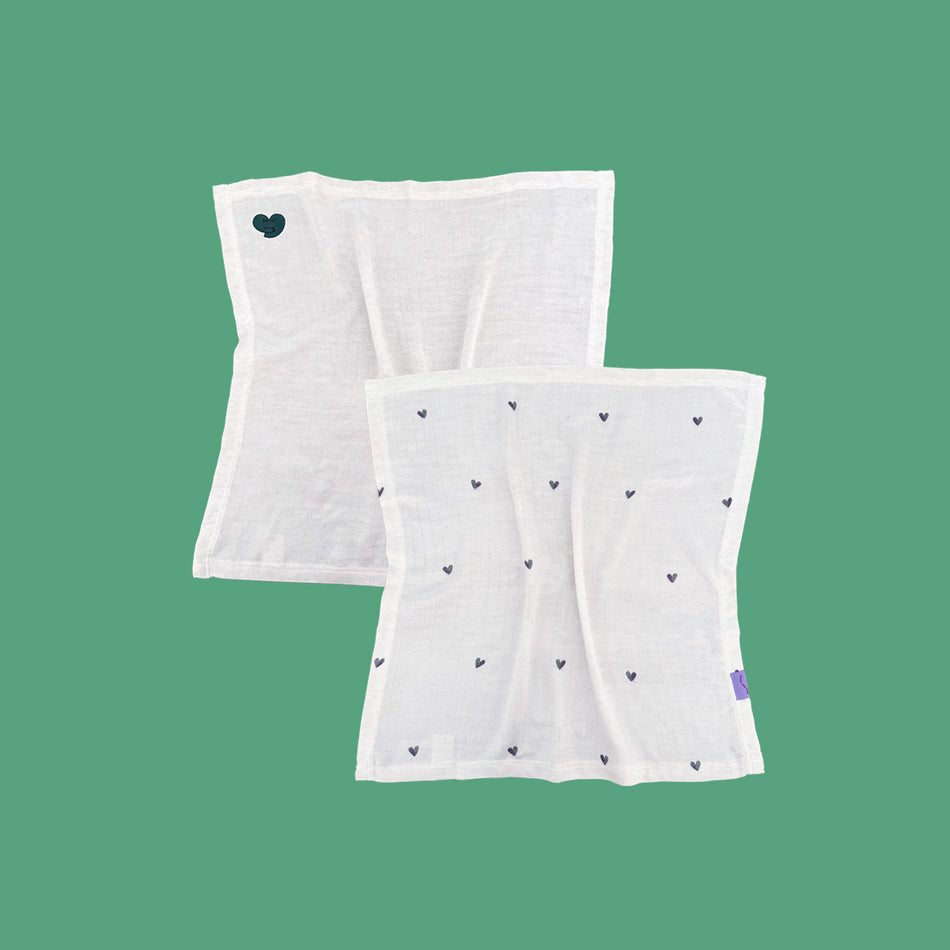 Bambus Mullwindeln mit Herzchen - Zweierpack 60x60 cm