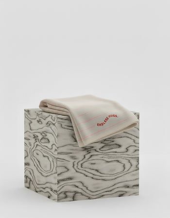 Decke 100% Merinowolle 80x100 cm - Rosa Streifen