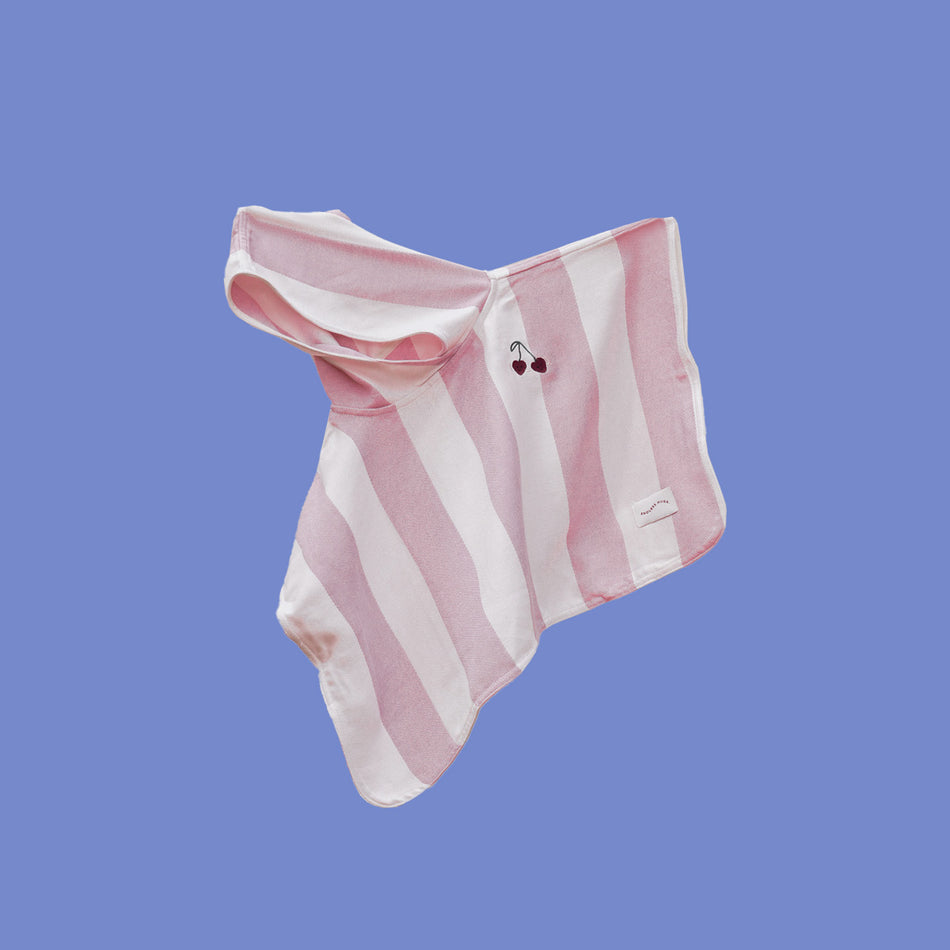 Bamboo bath poncho for children in pink stripes