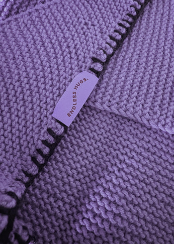 Trójkątna chusta 100% wełna merino - Fioletowa