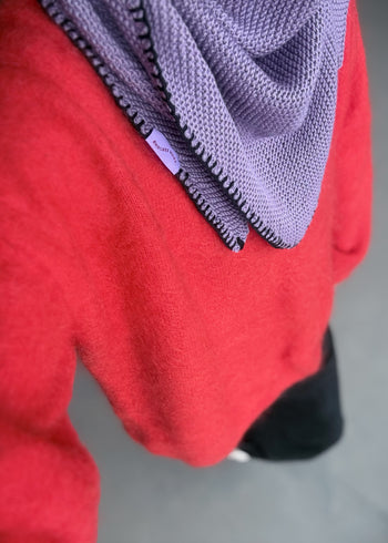 Trójkątna chusta 100% wełna merino - Fioletowa