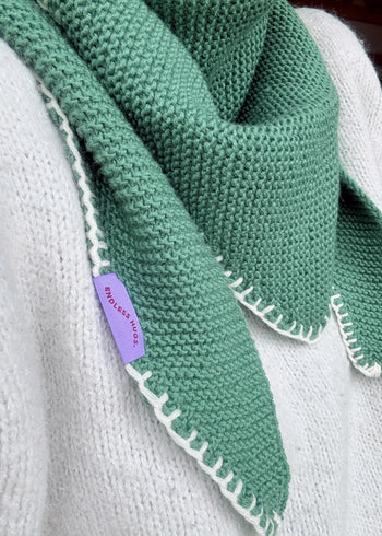 Trójkątna chusta 100% wełna merino - Zielona