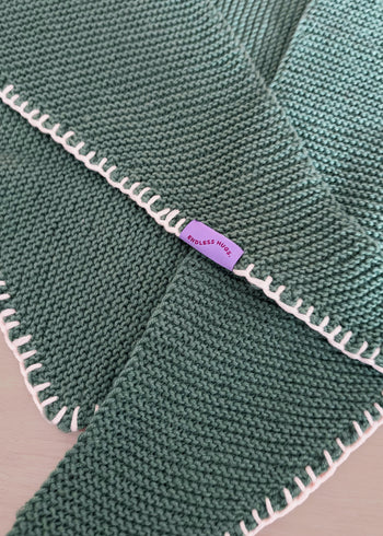 Trójkątna chusta 100% wełna merino - Zielona