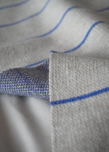 Kocyk 100% wełna merino 80x100 cm - Niebieskie paski