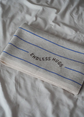 Kocyk 100% wełna merino 80x100 cm - Niebieskie paski