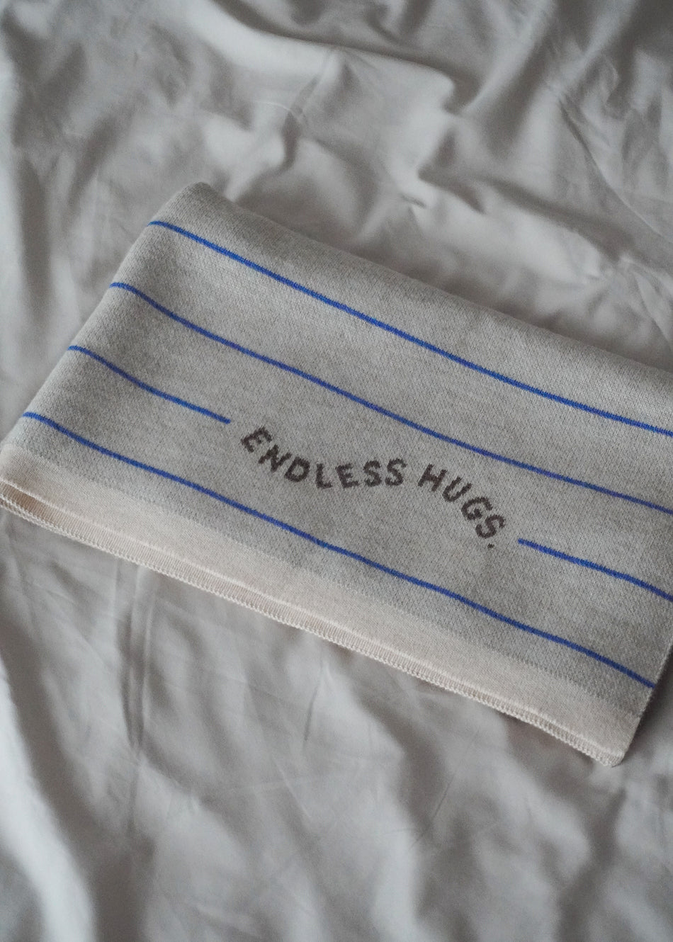 Kocyk 100% wełna merino 80x100 cm - Niebieskie paski