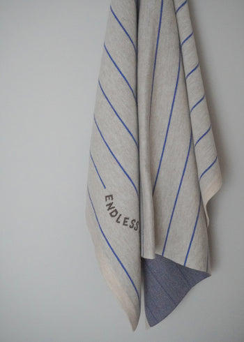 Kocyk 100% wełna merino 80x100 cm - Niebieskie paski