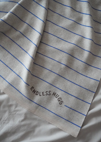 Kocyk 100% wełna merino 80x100 cm - Niebieskie paski