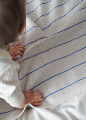 Kocyk 100% wełna merino 80x100 cm - Niebieskie paski