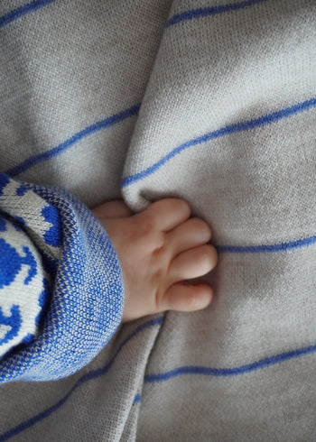 Kocyk 100% wełna merino 80x100 cm - Niebieskie paski