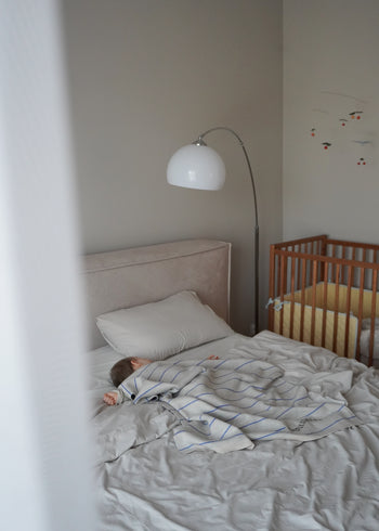 Kocyk 100% wełna merino 80x100 cm - Niebieskie paski