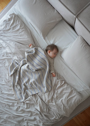 Kocyk 100% wełna merino 80x100 cm - Niebieskie paski