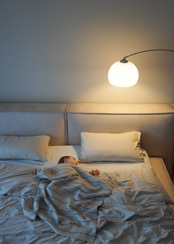 Kocyk 100% wełna merino 80x100 cm - Niebieskie paski